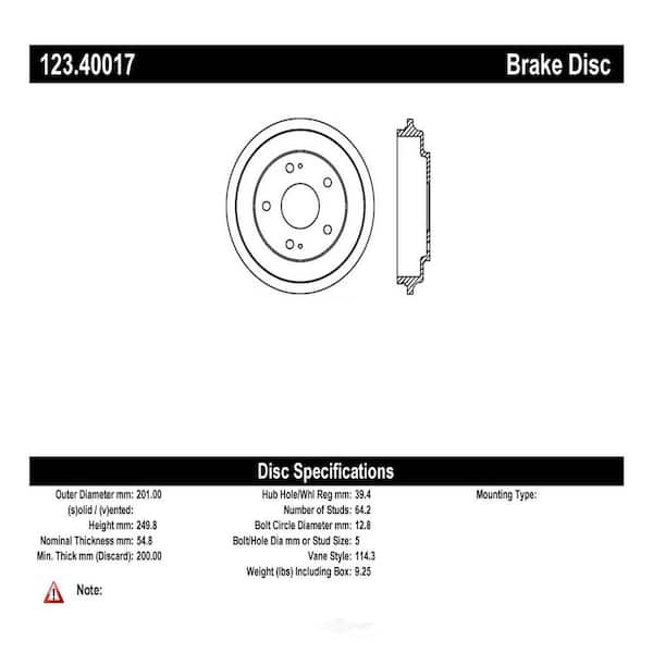 Centric Parts Brake Drum 2013-2015 Honda Civic 1.5L