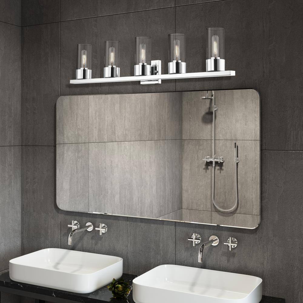 Carson Polished Chrome 5-Light Vanity Sconce with Clear Glass