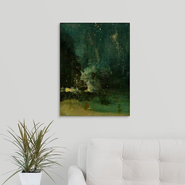 "Nocturne in Black and Gold, the Falling Rocket, c.1875" by James (1834-1903) Whistler Canvas Wall Art