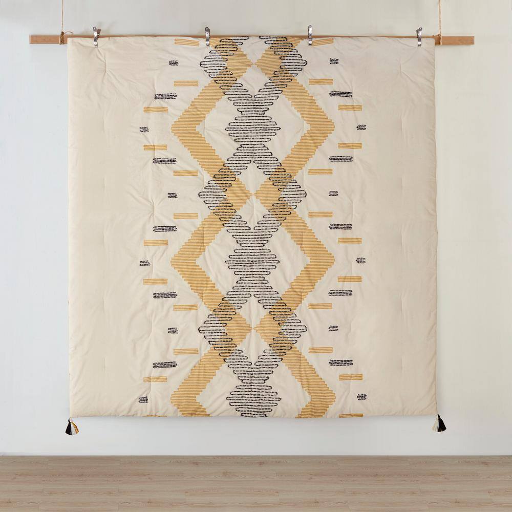 Gray Reversible Cotton Full Bedspread Set with Pattern