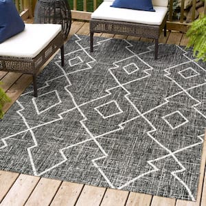 Carwa Tribal Diamond Trellis Black/Ivory 3 ft. x 5 ft. Indoor/Outdoor Area Rug