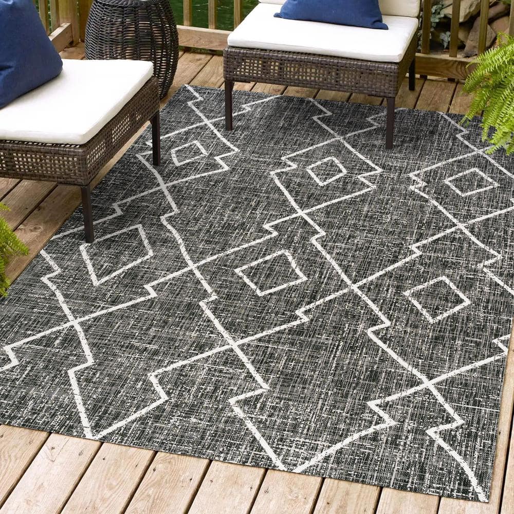 Carwa Tribal Diamond Trellis Black/Ivory 3 ft. x 5 ft. Indoor/Outdoor Area Rug price history on PriceWatchPro
