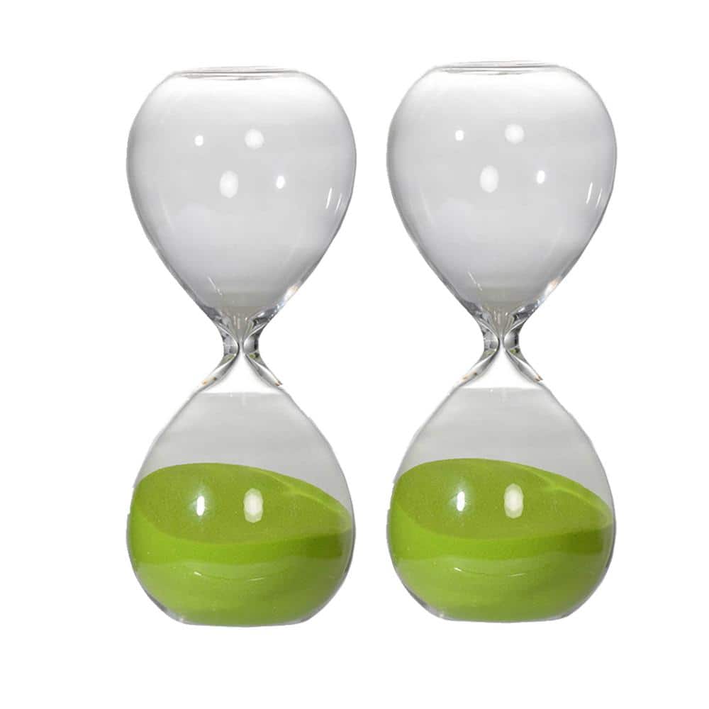 Modern Lime Lime Green Sand Hourglass Grass Timer Set of 2 (30-Minute), for