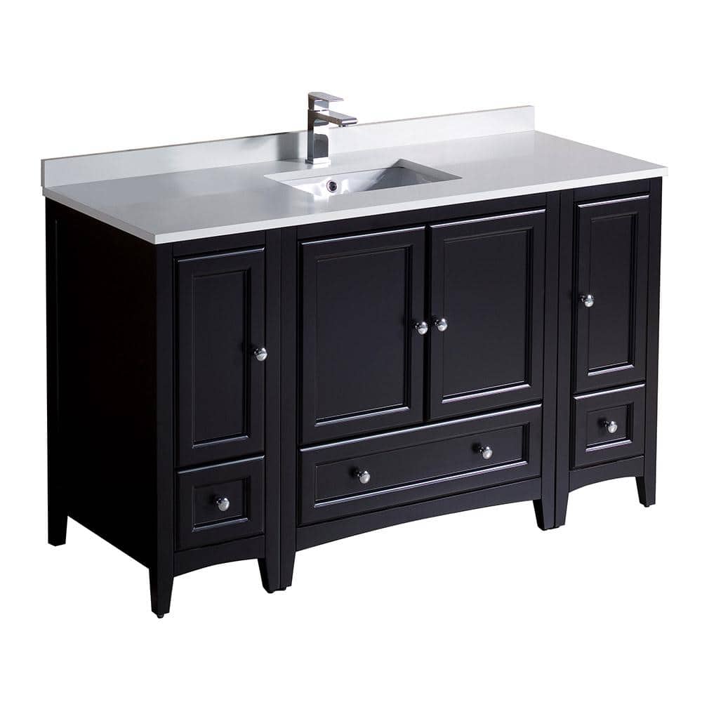 Espresso Oxford 54" Freestanding Bathroom Vanity with Quartz Top