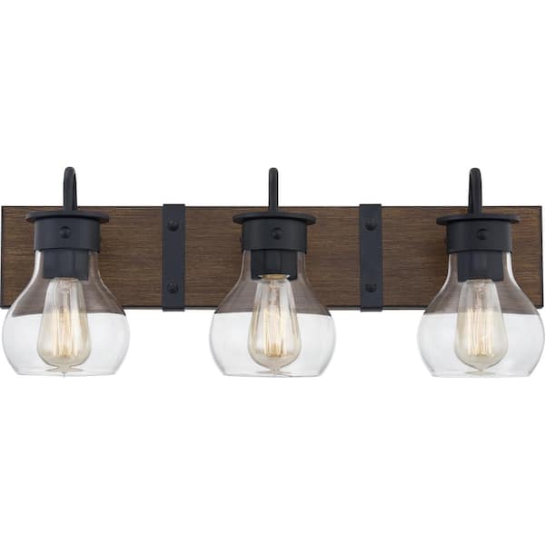 Quoizel Maverick 24 in. 3-Light Earth Black Vanity Light with Clear Glass