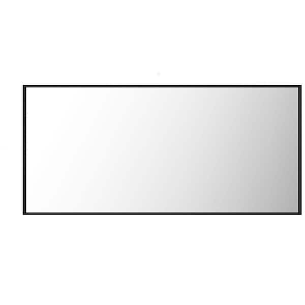 60 in. W x 28 in. H Rectangular Framed French Cleat Wall Mounted Tempered Glass Bathroom Vanity Mirror in Matte Black