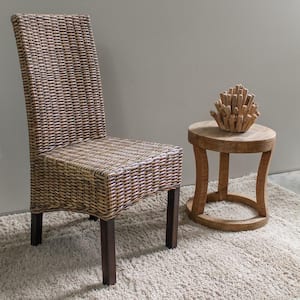 Java Solid Wood No assembly Mahogany and Rattan Weave Parsons Chair (Set of 2)
