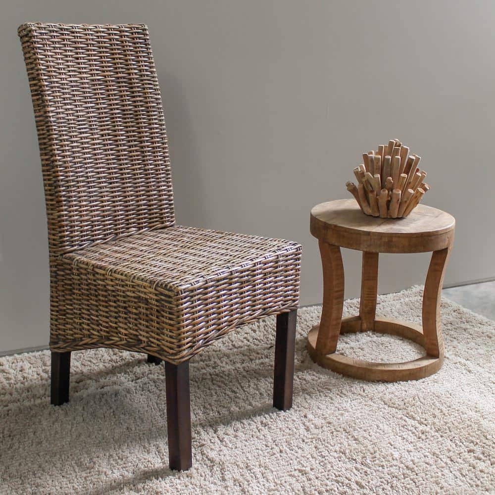 Java Rattan Weave Dining Chair with Mahogany Hardwood Frame
