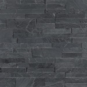 Midnight Ash Veneer Peel and Stick 4 in. x 4 in. Honed Slate Wall Tile - 4 in. x 4 in. Tile Sample