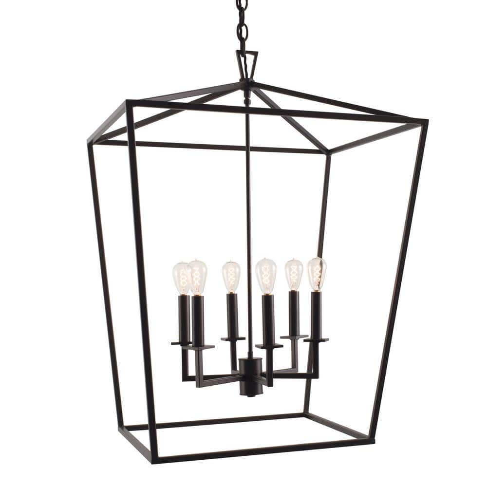 NORWELL Cage 6-Light Matte Black Large Geometric Cage Pendant Light 1082-MB-NG - The Home Depot
