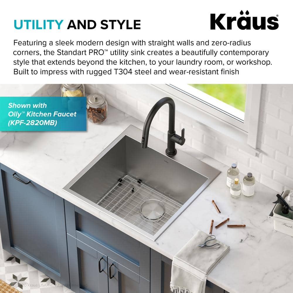 Kraus 22" Stainless Steel Single Bowl Drop-In/Undermount Sink