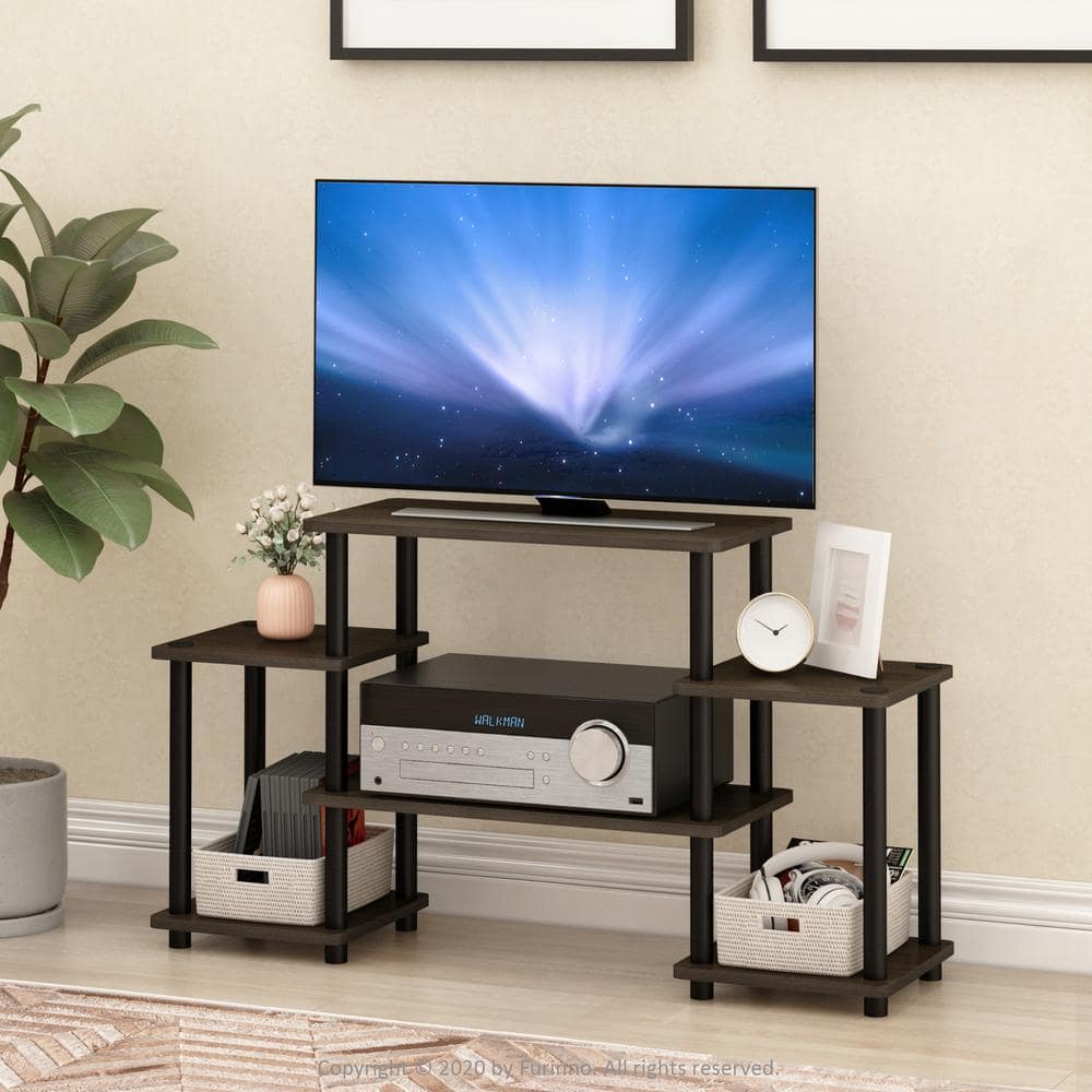 Sleek 41'' Dark Brown and Black Multimedia Storage Cabinet