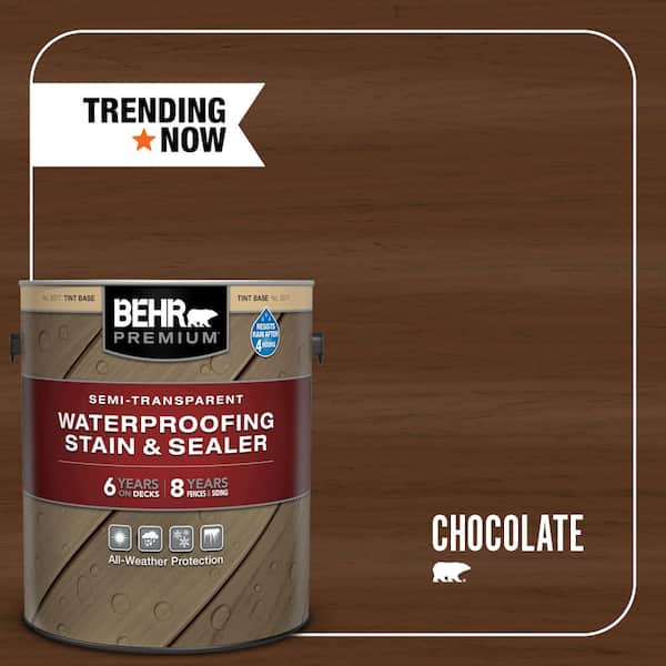 BEHR PREMIUM 1 gal. #ST-129 Chocolate Semi-Transparent Waterproofing Exterior Wood Stain and Sealer