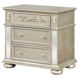 Heidi Metallic Platinum 3-Drawer Nightstand