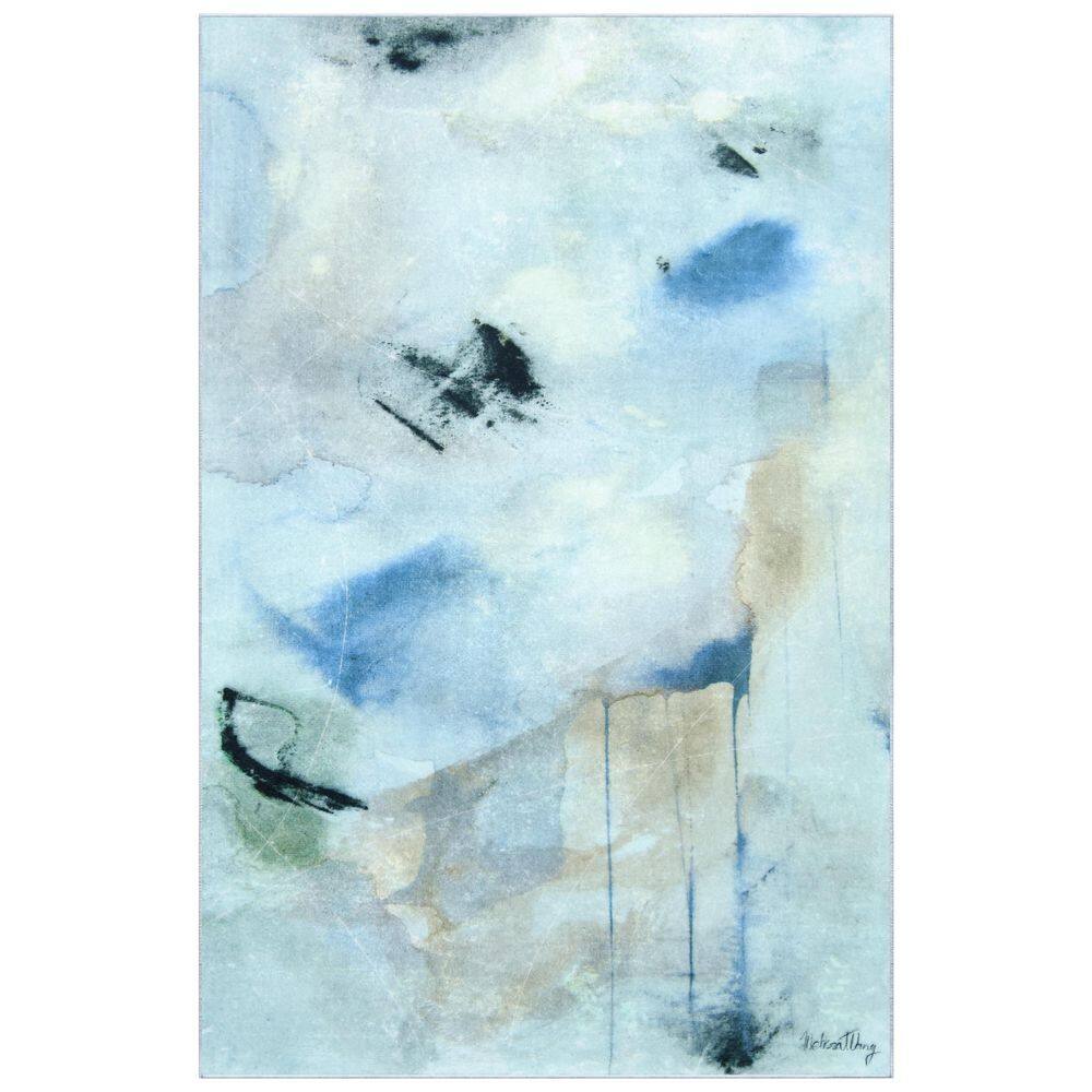 Empire Art Direct Floating Stars, 5'x8' Hand Washable Abstract Art Area ...