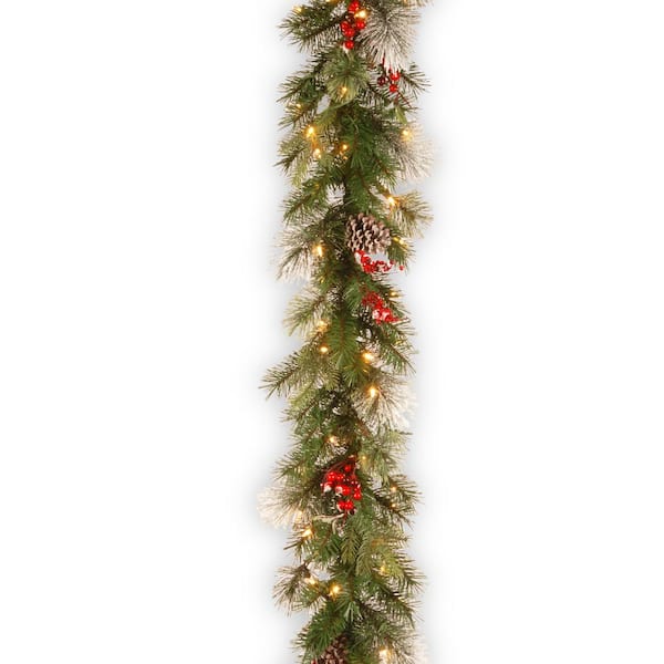 National Tree Company 9 ft. Wintry Berry Garland with Clear Lights