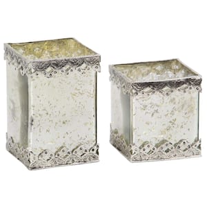 White Glass Glam Candle Holder (Set of 2)