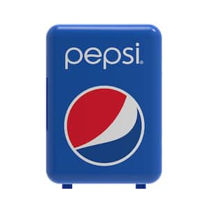 6.85 in. 0.15 cu. ft., 6 Can, Retro Mini Refrigerator Pepsi Theme Beverage Cooler in Blue Without Freezer