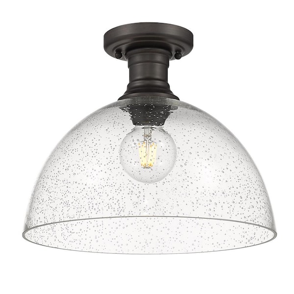 Hines 11 in. 1-Light Rubbed Bronze Semi-Flush Mount
