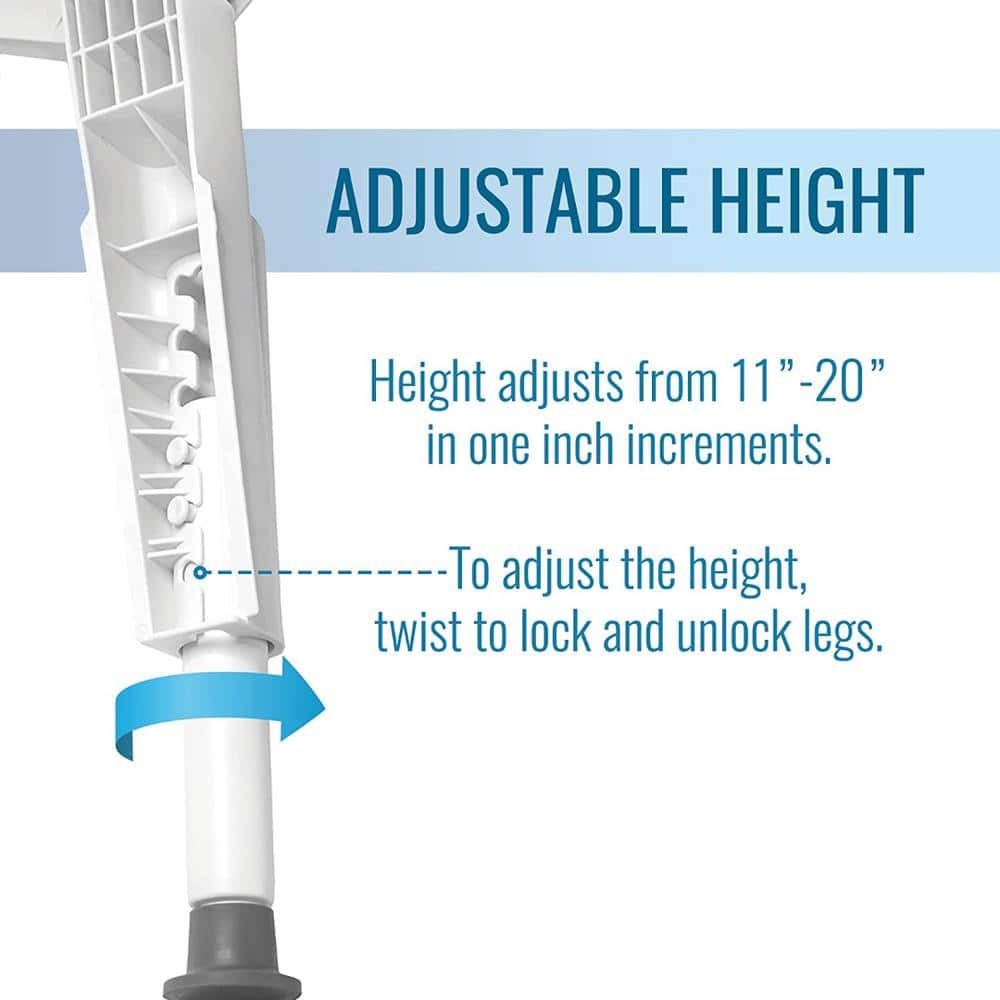 White Adjustable Plastic Transfer Bench with Secure Handles