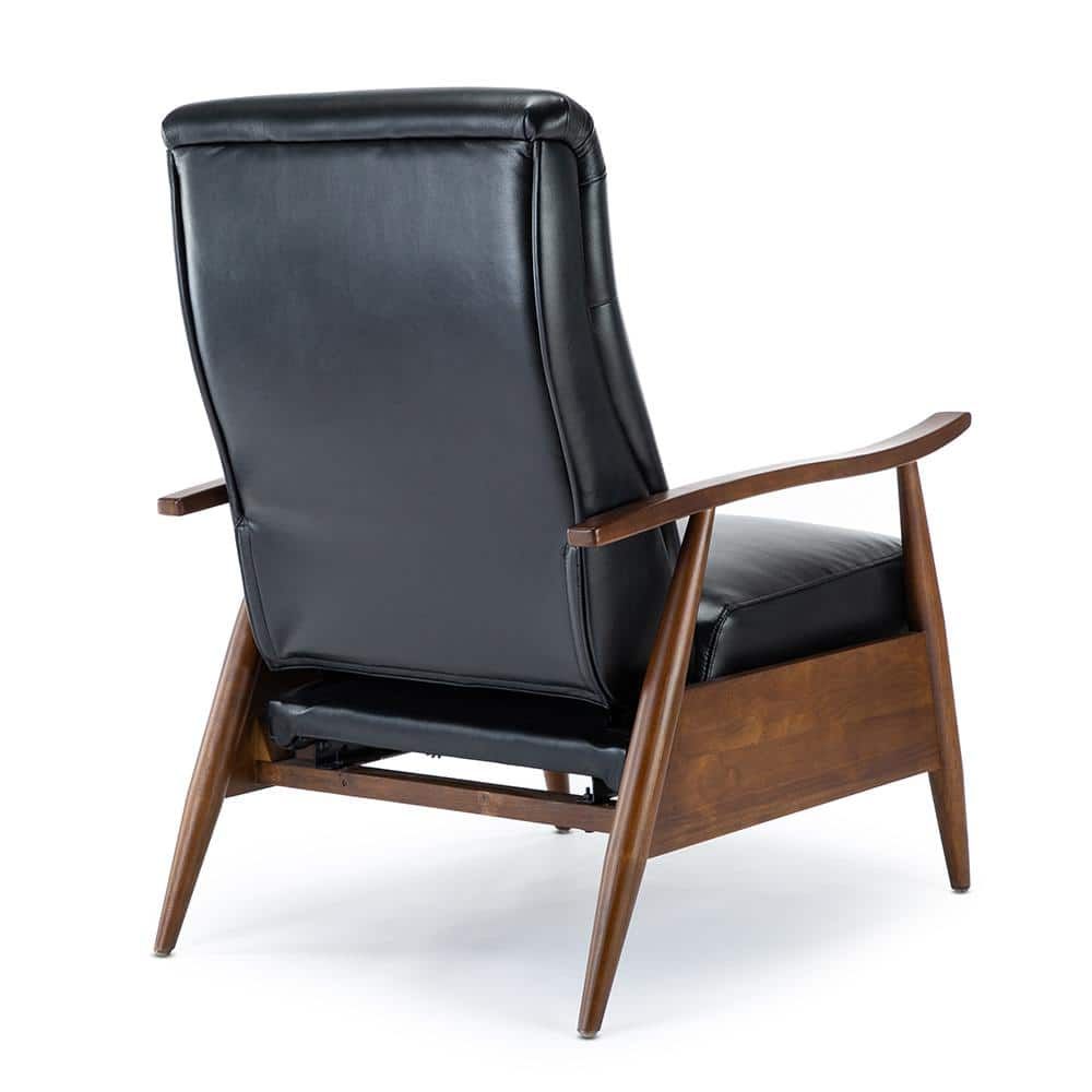 Mid-Century Modern Chestnut & Black Faux Leather Recliner