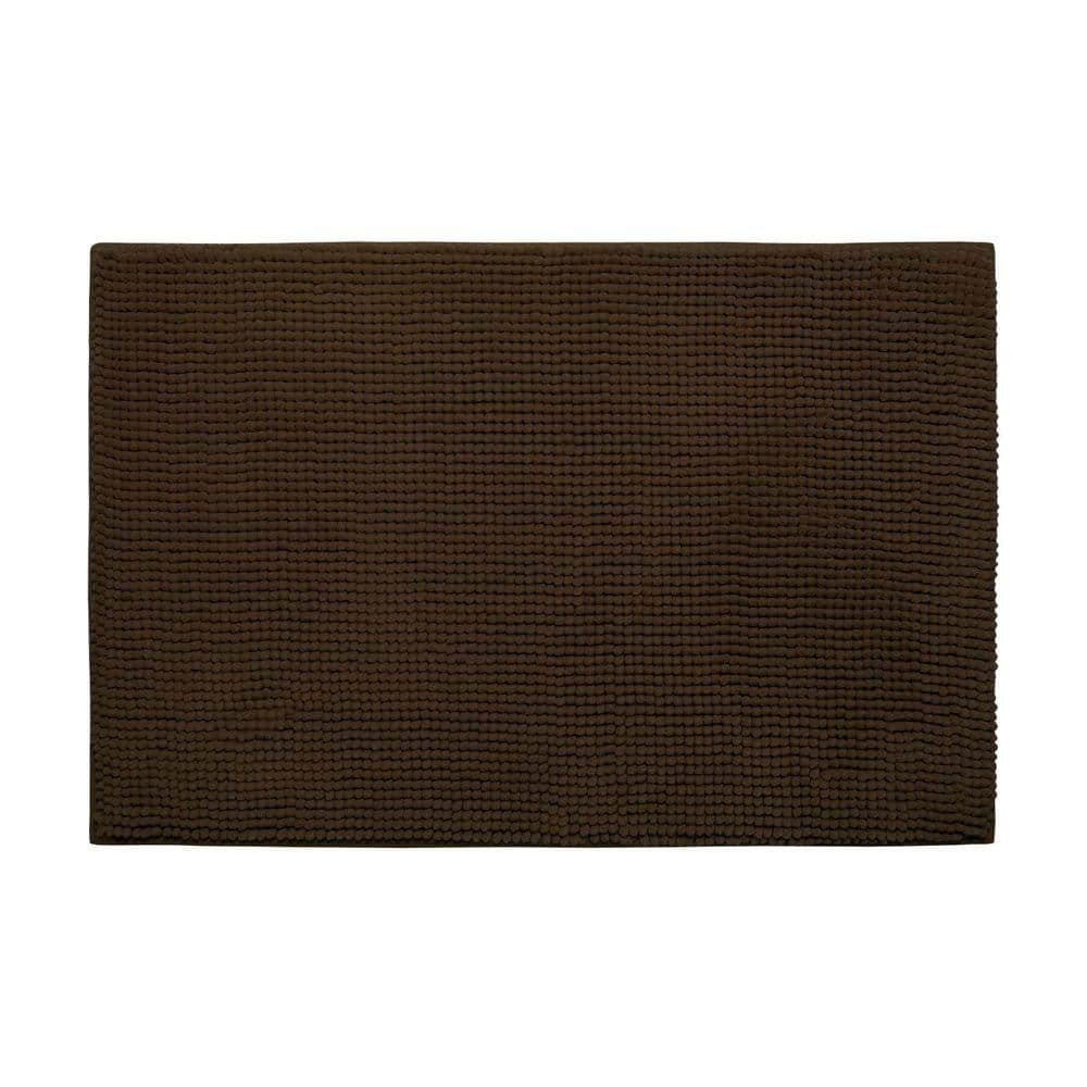 Plush Chenille Chocolate 20 in. x 30 in. Memory Foam Bath Mat