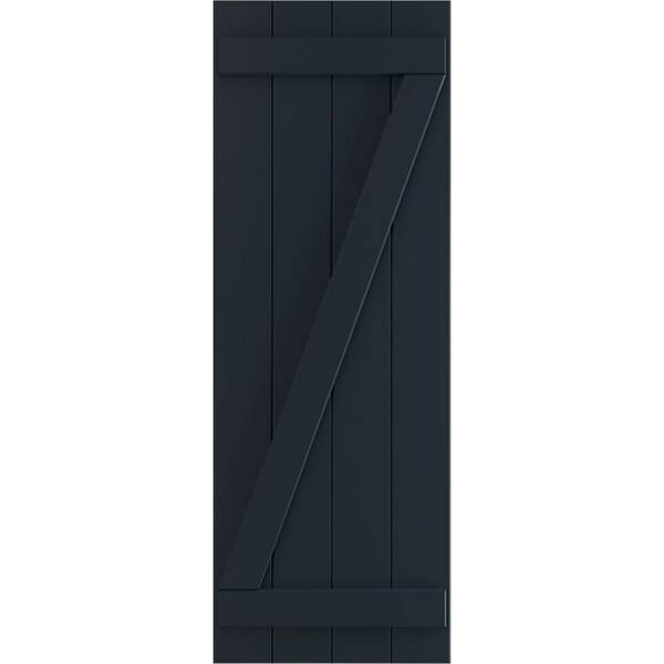 Ekena Millwork 21-1/2 in. x 66 in. True Fit PVC 4-Board Joined Board and Batten Shutters with Z-Bar Pair in Starless Night Blue