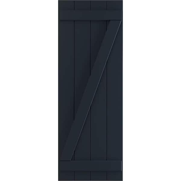 Ekena Millwork 21-1/2 in. x 76 in. True Fit PVC 4-Board Joined Board and Batten Shutters with Z-Bar Pair in Starless Night Blue
