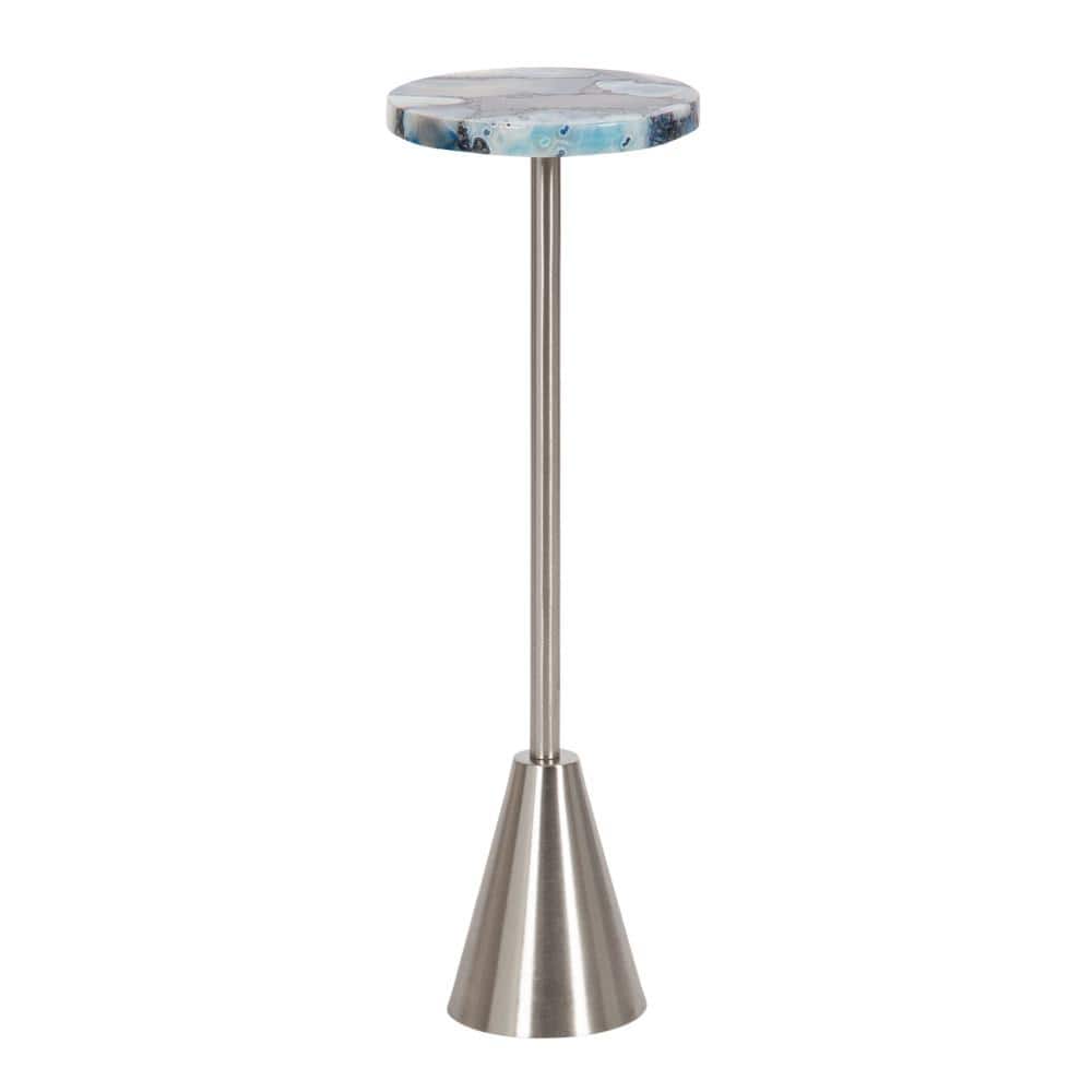 Sitara Blue Agate and Silver Round Drink Table