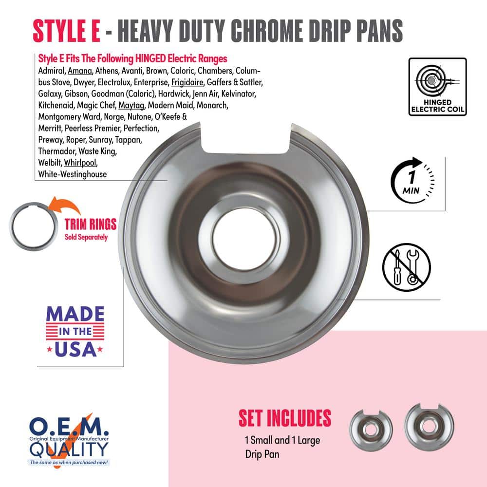 6 in. Small and 8 in. Large Drip Pan in Chrome (2-Pack) price history on PriceWatchPro