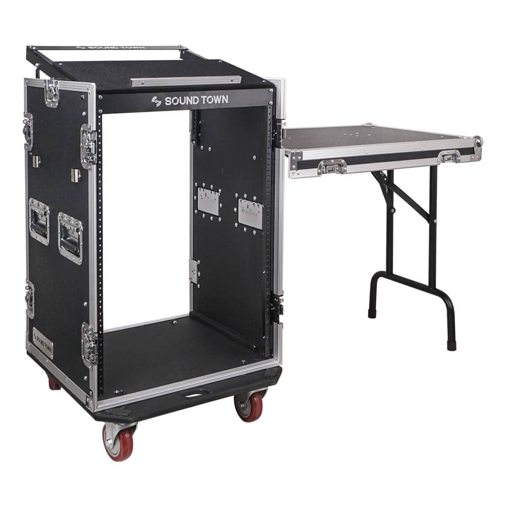 Lukyamzn 16U PA/DJ Rack/Road Case with 11U Slant Mixer Top