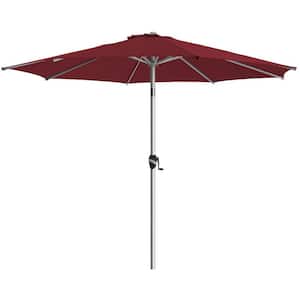 9ft. Aluminum Outdoor Market Umbrella Patio Umbrella, 5-YEAR Fade-Resistant and Push Button Tilt in Burgundy