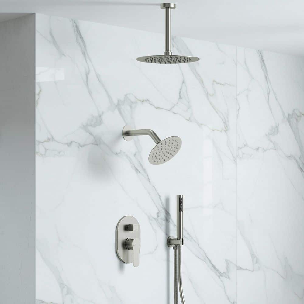 EVERSTEIN 3-Spray Patterns Round Fixed Shower Head 10 and 6 in