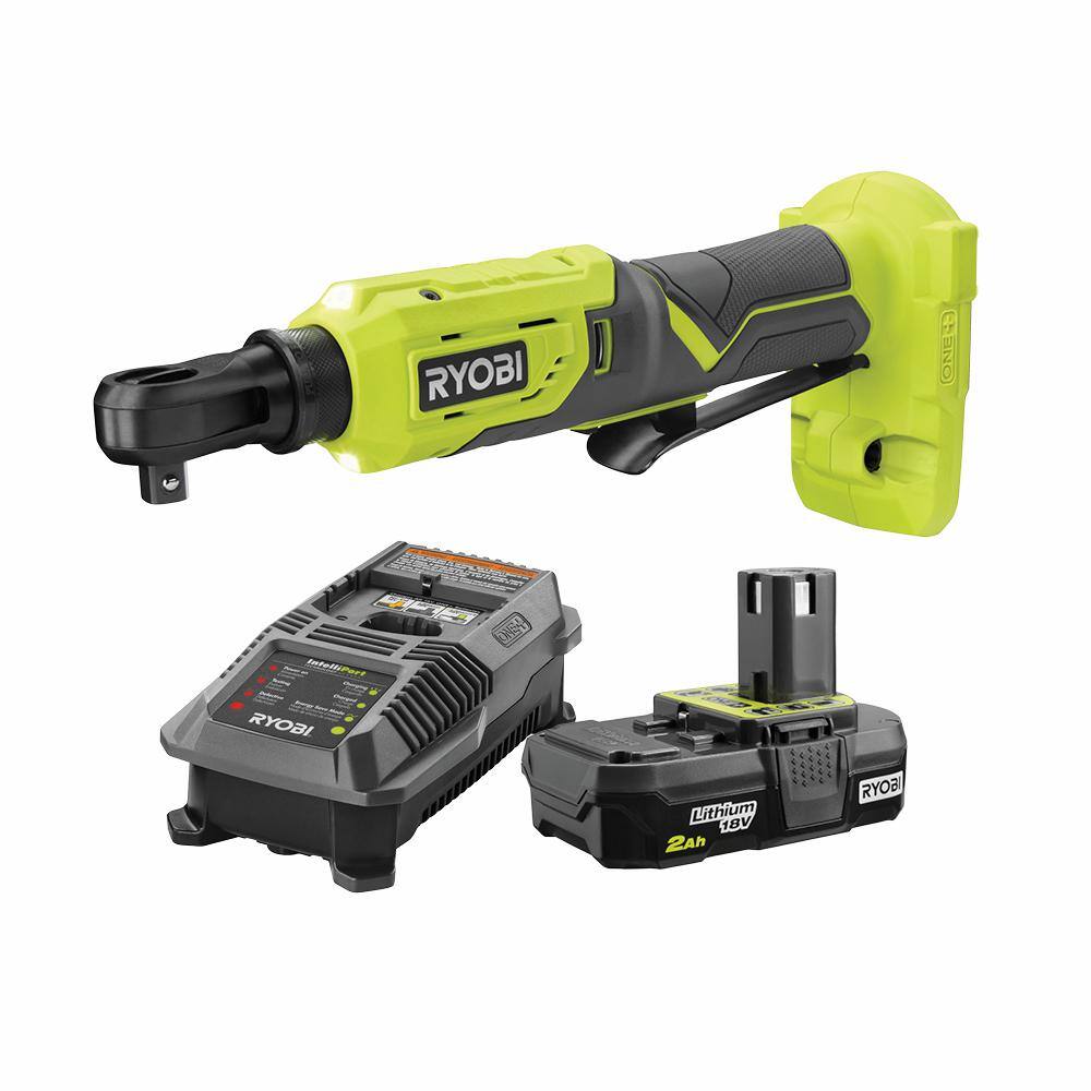 Ryobi One 18v Cordless 3 8 In 4 Position Ratchet And 2 0 Battery And Charger Upgrade Kit P344 P163 The Home Depot