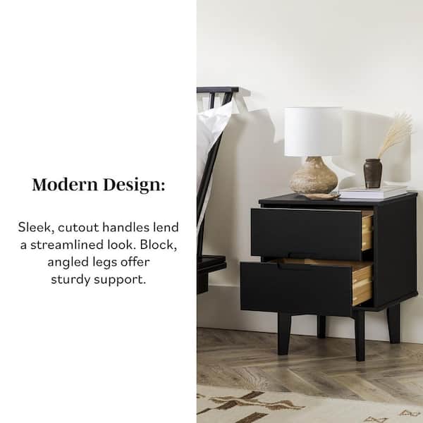 Walker Edison Furniture Company 2-Drawer Black Solid Wood