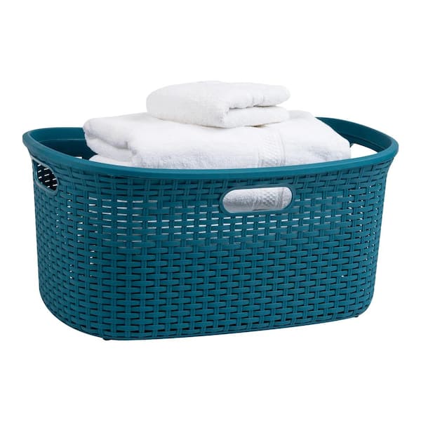 Mind Reader Blue 11 in. H x 14.5 in. W x 23 in. L Plastic 40 L Slim Ventilated Rectangle Laundry Hamper with Lid