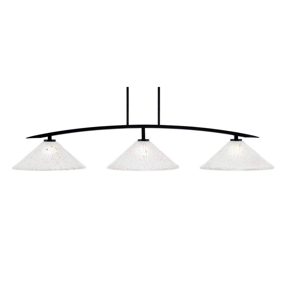 Siena 3-Light Matte Black Billiard Light with 16 in. Frosted Crystal Glass 