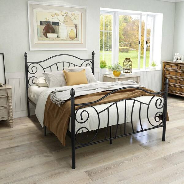 Metal Platform Bed Frame With Steel Slat Support Bedding Furniture King Size New 