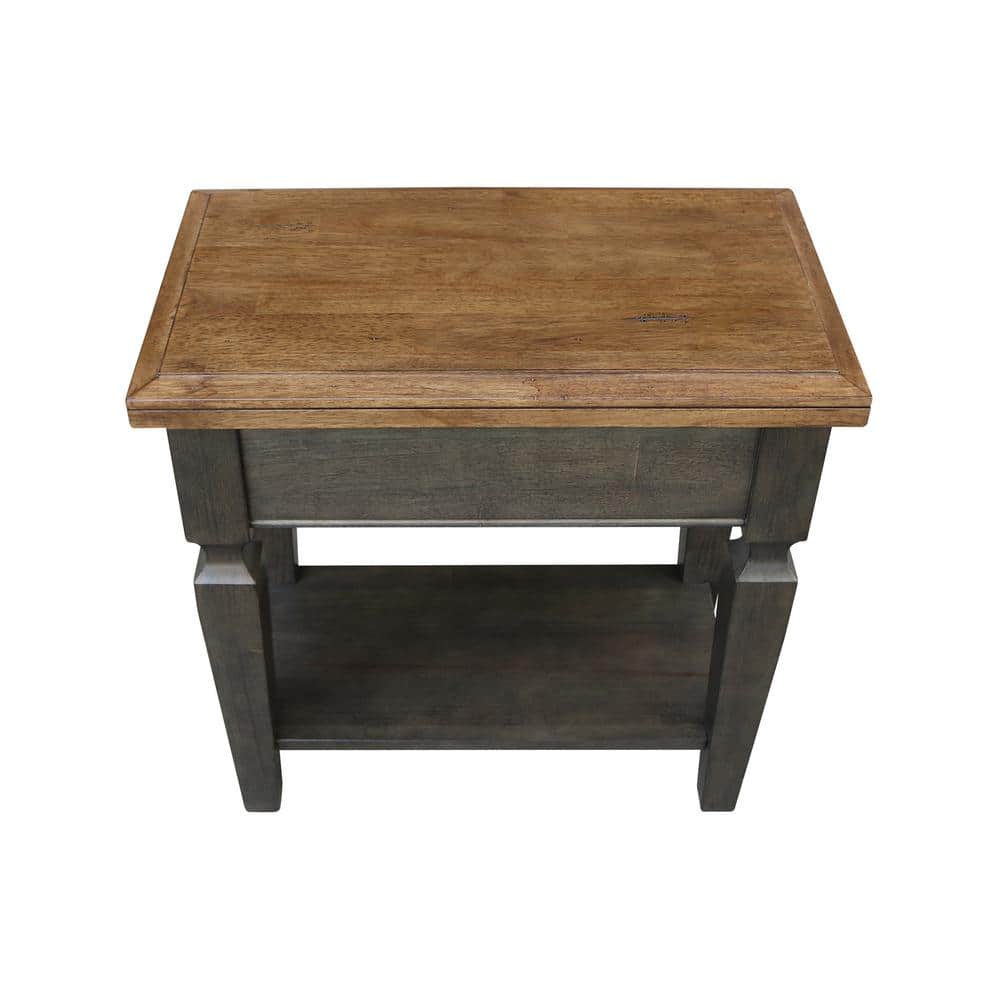 Vista 24 in. Hickory/Coal H Solid Wood End Table - thumbnail 3