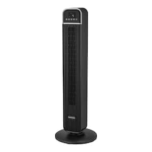 Hampton Bay 29 in. 3-Speed Oscillating Tower Fan in Black with