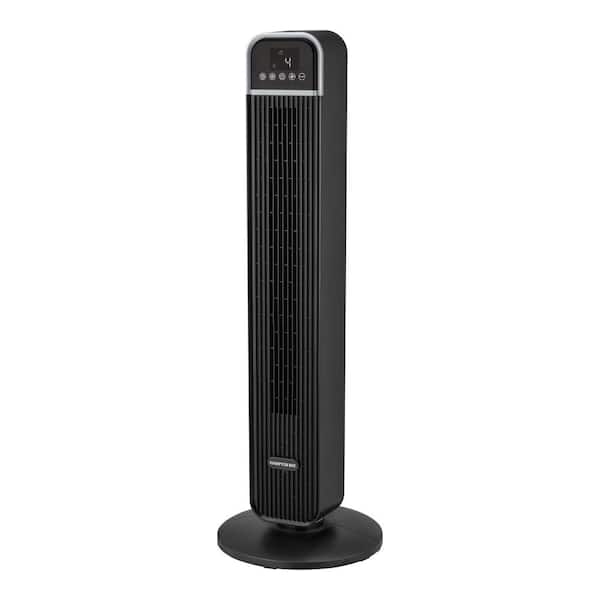 36 in. 4-Speed Oscillating Tower Fan in Black with Remote Control and Easy Carry Handle