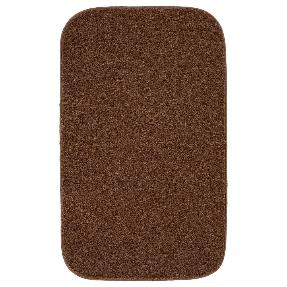 Garland Rug Sedona 24 in. x 40 in. Cinnamon Brown Solid Color Plush ...
