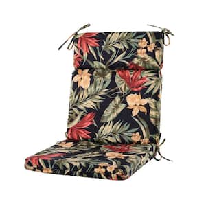 Outdoor Seat Back Chair Cushion/Indoor Hatteras Ebony Round Corner for Adirondack, 45.5 x 21 in, 1 Count Black Flower