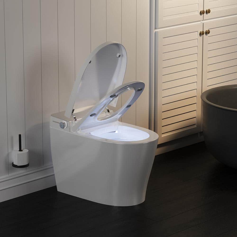 High Efficiency White Elongated Floor Mounted Toilet with Heated Seat