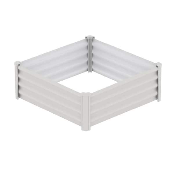 48 in. W x 48 in. D x 12 in. H Surfmist White Galvanized Steel Metal Raised Garden Bed