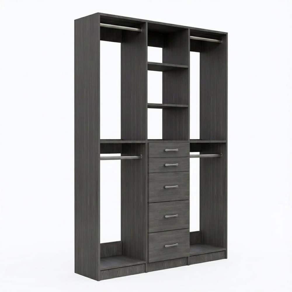 Alto Collection 102 in W Grey Wall Mounted 2-Double Hang and 5-Drawer Closet Kit Wood Closet System price history on PriceWatchPro