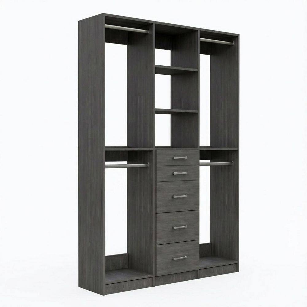 Alto Collection 76.5 in W Grey Wall Mounted 2-Double Hang and 5-Drawer Closet Kit Wood Closet System price history on PriceWatchPro