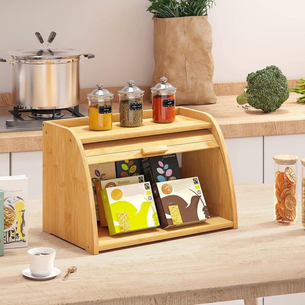 Re-Ment Bread & Butter 10ボックスセット Numhew 1-Piece Large Capacity Natural Bamboo Corner Bread Box for