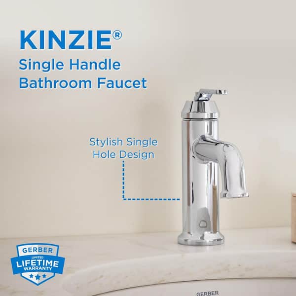 Kinzie Single Handle Single Hole Bathroom Faucet with Deckplate and Metal Touch Down Drain Included in Chrome