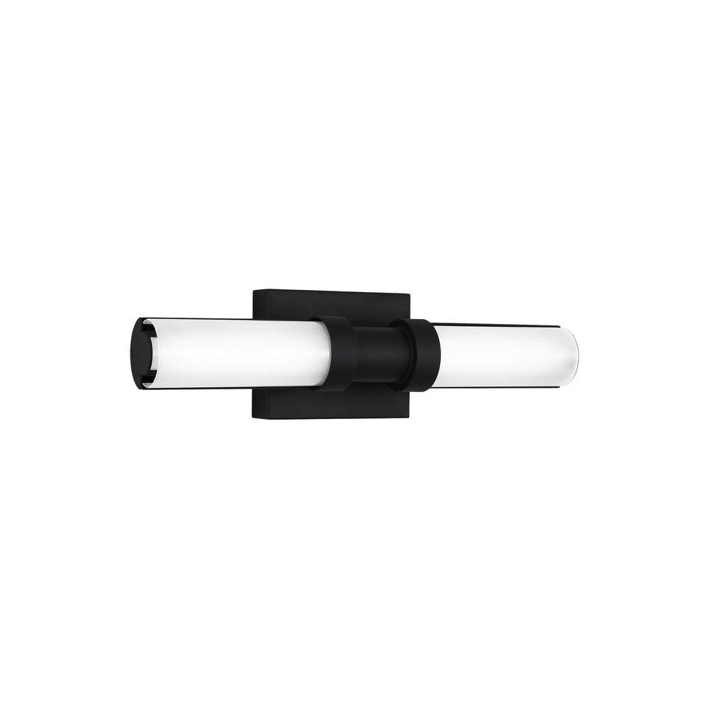 Neltev Matte Black 24" LED Bath Vanity Light with White Shade